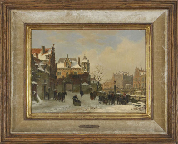 Bartholomeus Johannes van Hove - Winterliche Stadtansicht - Image du cadre