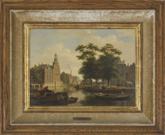 Bartholomeus Johannes van Hove - Sommerliche Stadtansicht - Image du cadre