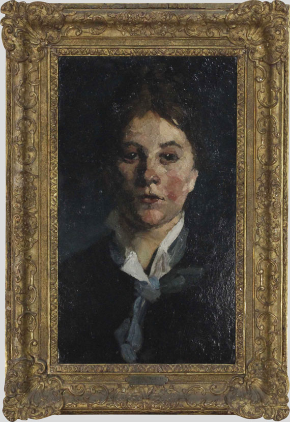 Wilhelm Trübner - Mädchen mit weißem Kragen, en face - Image du cadre