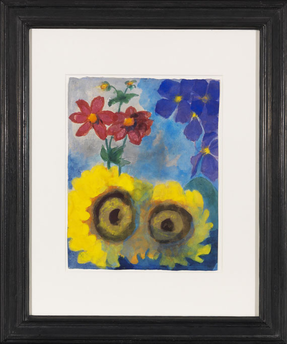 Emil Nolde - Sonnenblumen, rote und blaue Blüten - Image du cadre