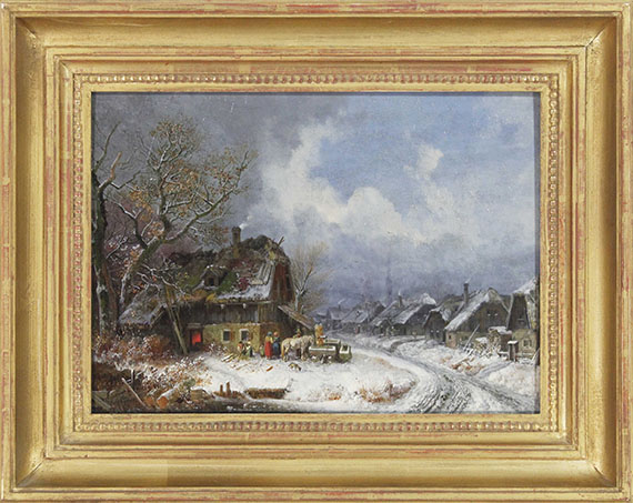 Heinrich Bürkel - Winterliches Dorf - Image du cadre
