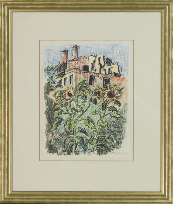 Hermann Max Pechstein - Sonnenblumen im Garten - Image du cadre