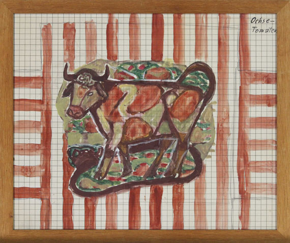 Otto Dix - Lauch und Tomaten / Ochse (Entwurfszeichnungen) - Image du cadre