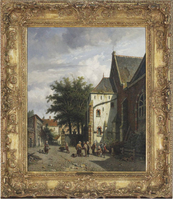 Adrianus Eversen - Achter de Westerkerk in Enkhuizen - Image du cadre