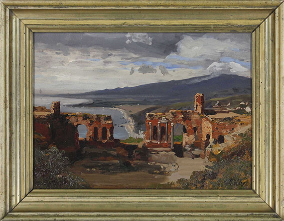 Carl Wuttke - Blick vom antiken Theater in Taormina auf den Ätna - Image du cadre
