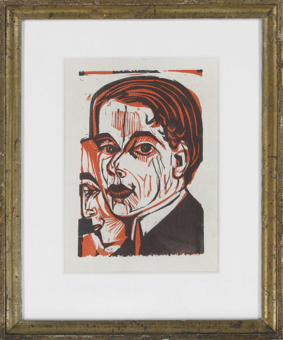 Ernst Ludwig Kirchner - Selbstbildnis mit Frauenprofil - Image du cadre