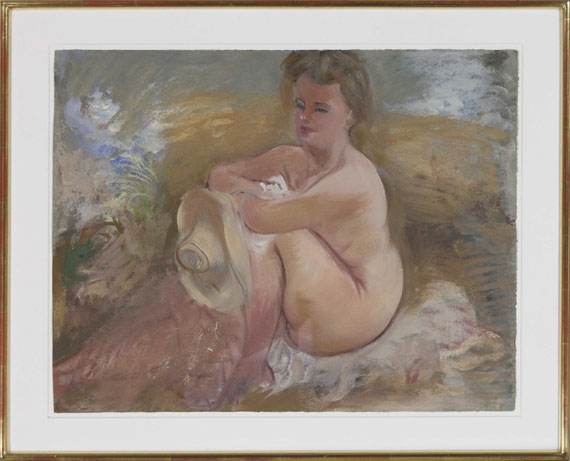 George Grosz - Sitting Nude with Summer Hat - Image du cadre