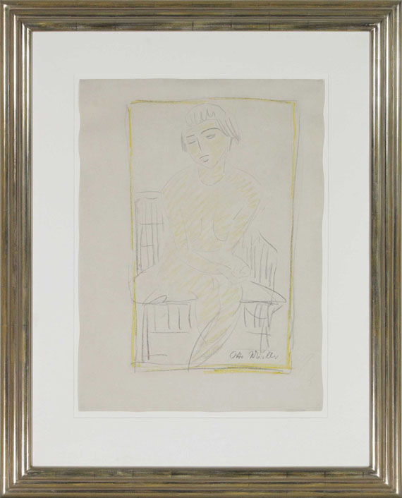 Otto Mueller - Auf dem Stuhl sitzender Mädchenakt - Image du cadre