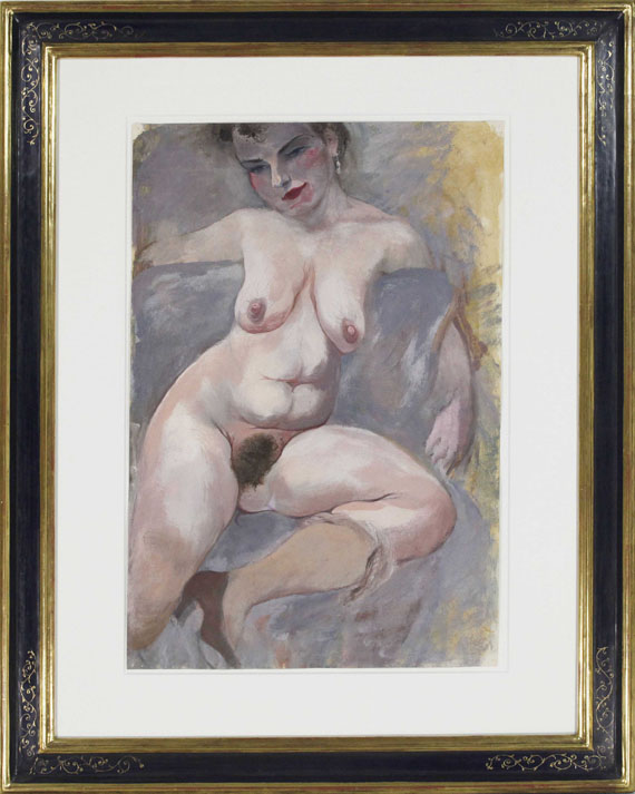 George Grosz - Sitting Female Nude (Die Ehefrau des Künstlers) - Image du cadre