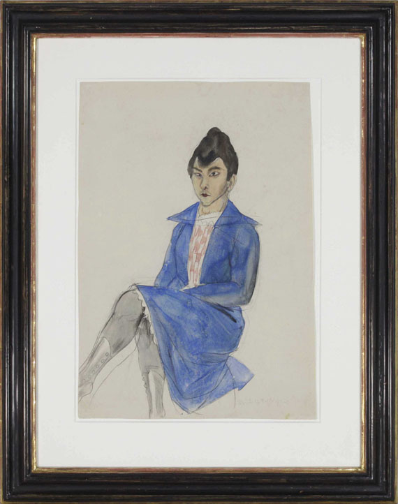 Rudolf Schlichter - Frau mit blauem Kleid - Image du cadre