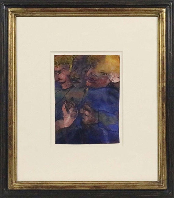 Emil Nolde - Drei Halbfiguren mit gelbem Haar und blauer Kleidung - Image du cadre