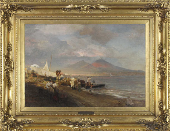 Oswald Achenbach - Die Bucht von Neapel mit Blick auf den Vesuv - Image du cadre