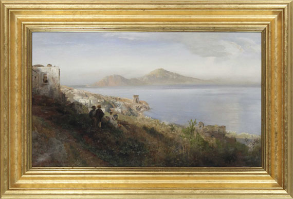 Oswald Achenbach - Malerin mit Blick auf Capri - Image du cadre