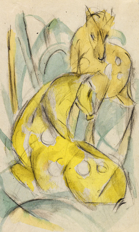 Franz Marc - Zwei gelbe Tiere (Zwei gelbe Rehe) - Autre image