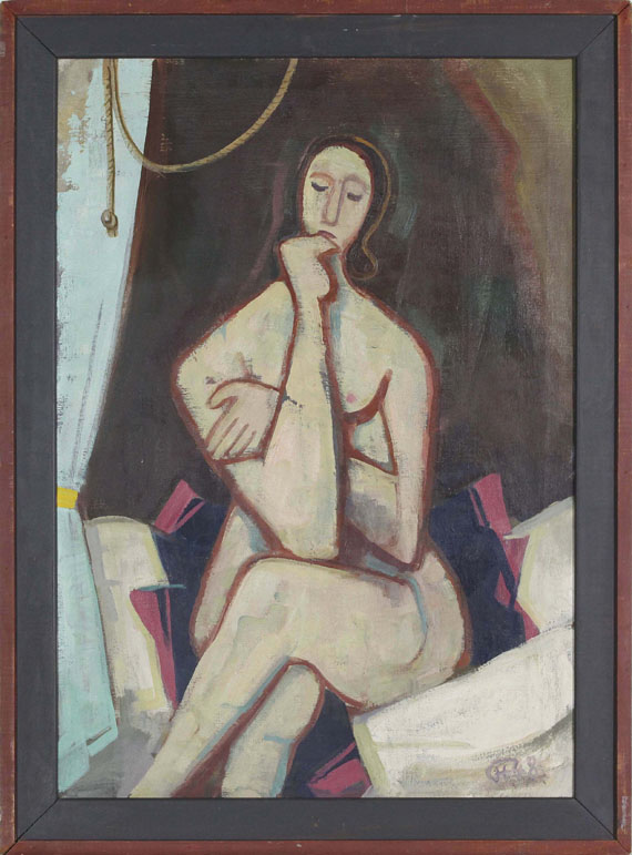 Karl Hofer - Auf dem Bett sitzend - Image du cadre
