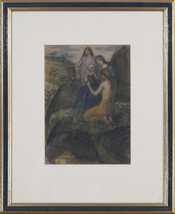 Ludwig von Hofmann - Frauen mit Kind in arkadischer Landschaft - Image du cadre