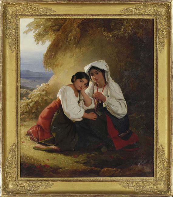 August Riedel - Zwei Mädchen in Albaner Tracht - Image du cadre