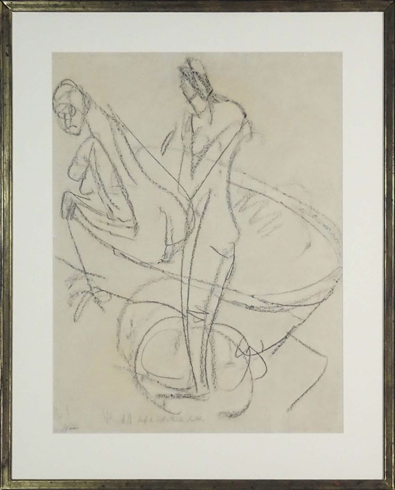Ernst Ludwig Kirchner - Auf dem Bett sitzendes Mädchen - Image du cadre