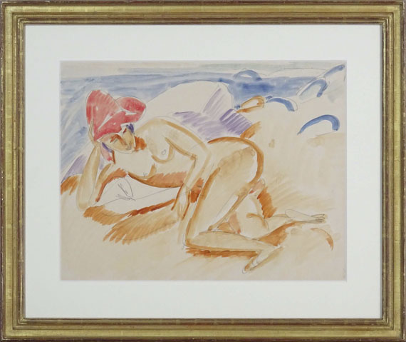 Ernst Ludwig Kirchner - Akt mit rotem Hut - Image du cadre