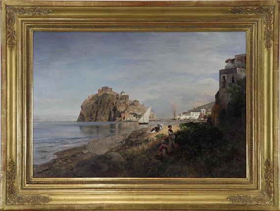 Oswald Achenbach - Ischia mit Blick auf das Castello Aragonese - Image du cadre