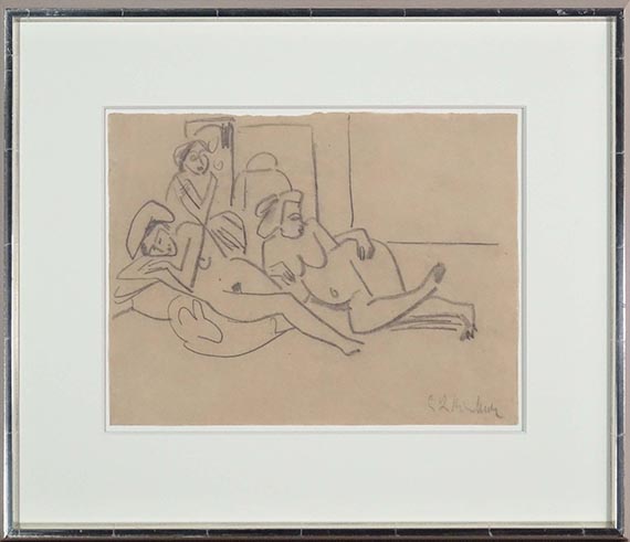 Ernst Ludwig Kirchner - Zwei liegende Akte und eine Sitzende - Image du cadre