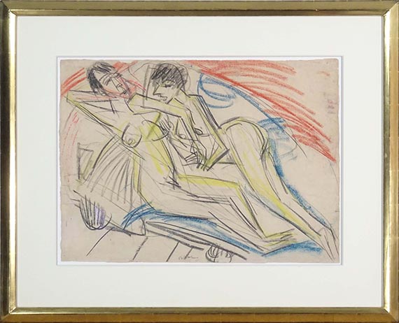 Ernst Ludwig Kirchner - Zwei nackte Mädchen auf dem Bett - Image du cadre