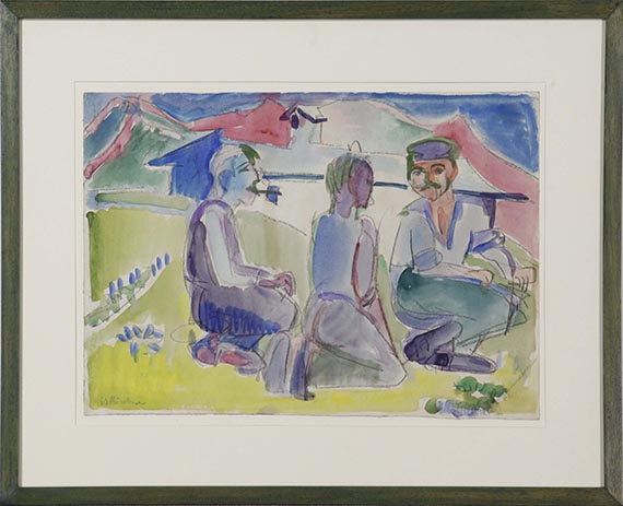 Ernst Ludwig Kirchner - Sitzende Bauern (Lagernde Bauern) - Image du cadre