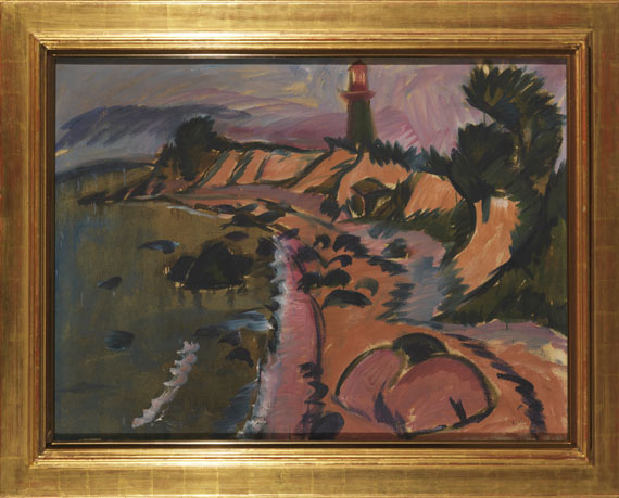 Ernst Ludwig Kirchner - Fehmarnküste mit Leuchtturm - Image du cadre