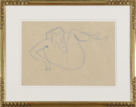 Gustav Klimt - Mit angezogenen Schenkeln kauernder Mädchenakt - Image du cadre