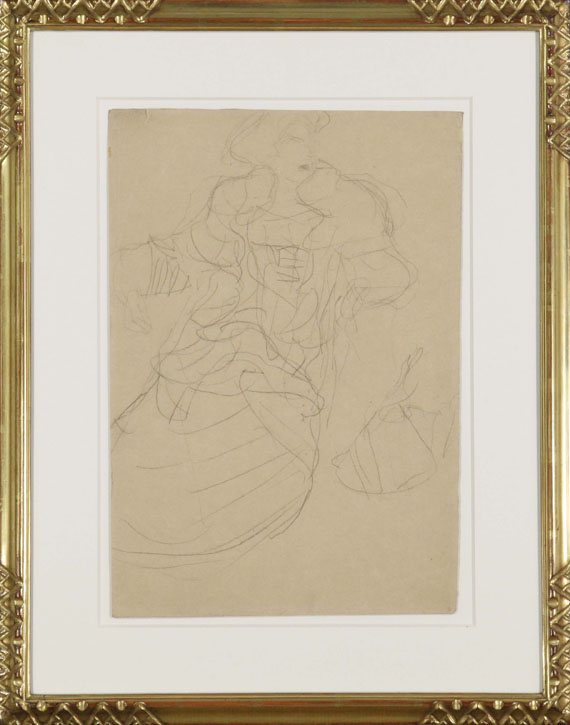 Gustav Klimt - Sitzend nach links, den Kopf nach rechts gewendet - Image du cadre