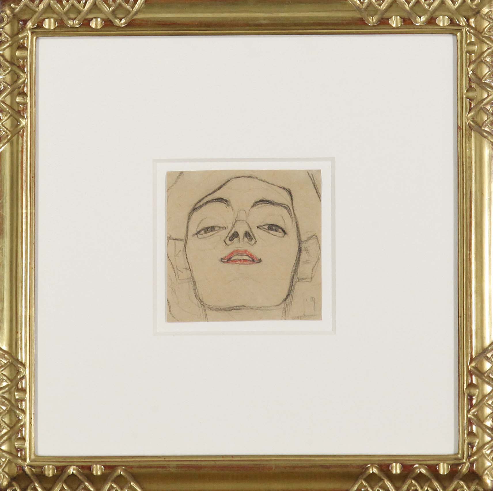 Egon Schiele - Kopf einer jungen Frau, von unten gesehen - Image du cadre