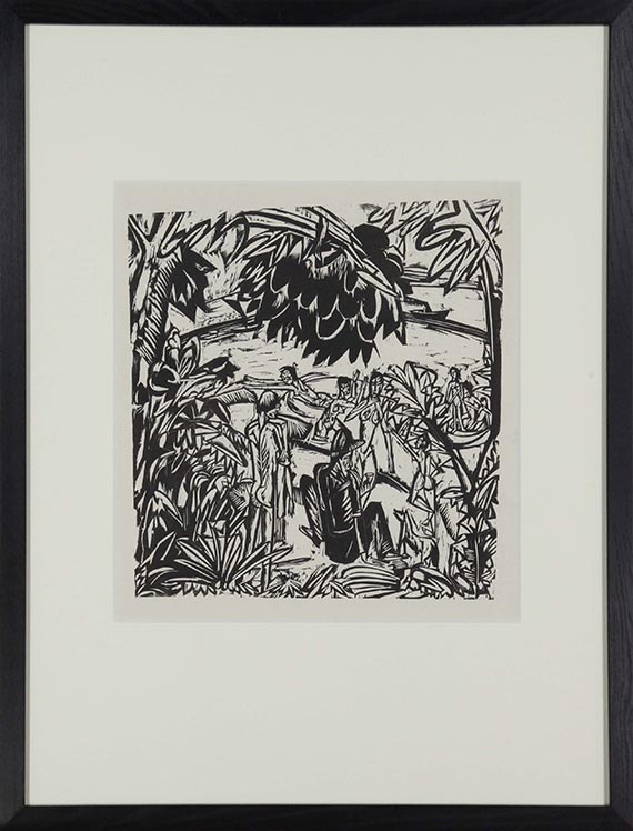 Ernst Ludwig Kirchner - Badeszene unter überhängenden Baumzweigen, Fehmarn - Image du cadre