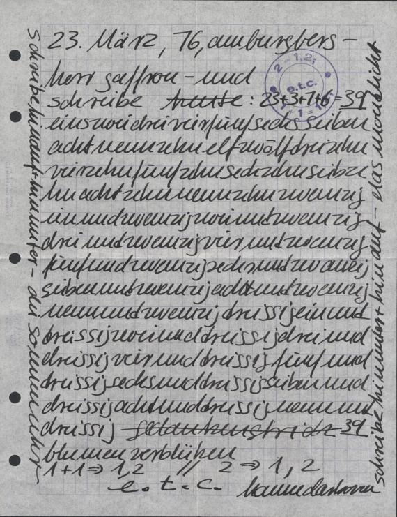 Hanne Darboven - Orig.-Entwurf "Wende 80". Dabei: Brief an Herrn Gaffron 23. März 1976 - Autre image