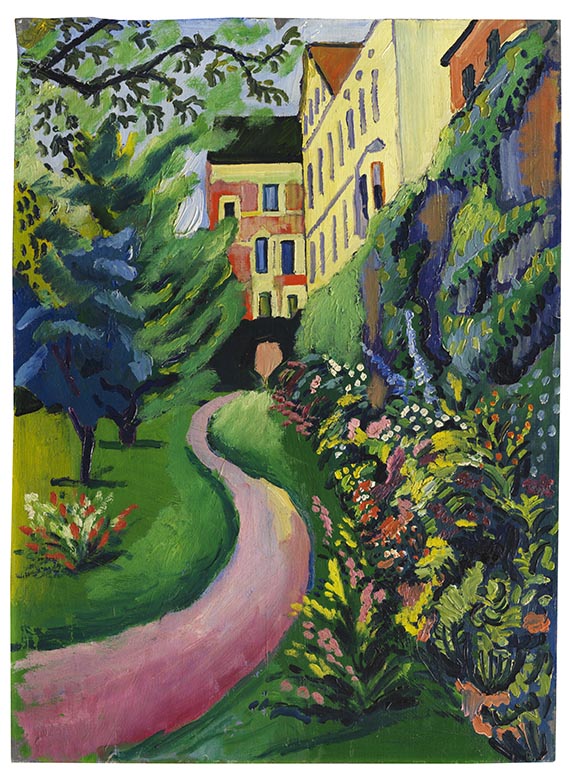 August Macke - Unser Garten mit blühenden Rabatten