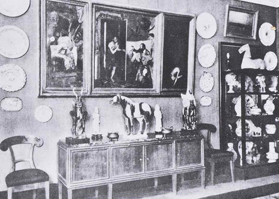 Illustration  for: "Slevogt-room" with the triptych &bdquo;Der verlorene Sohn&ldquo; in Villa Fuchs, Berlin.