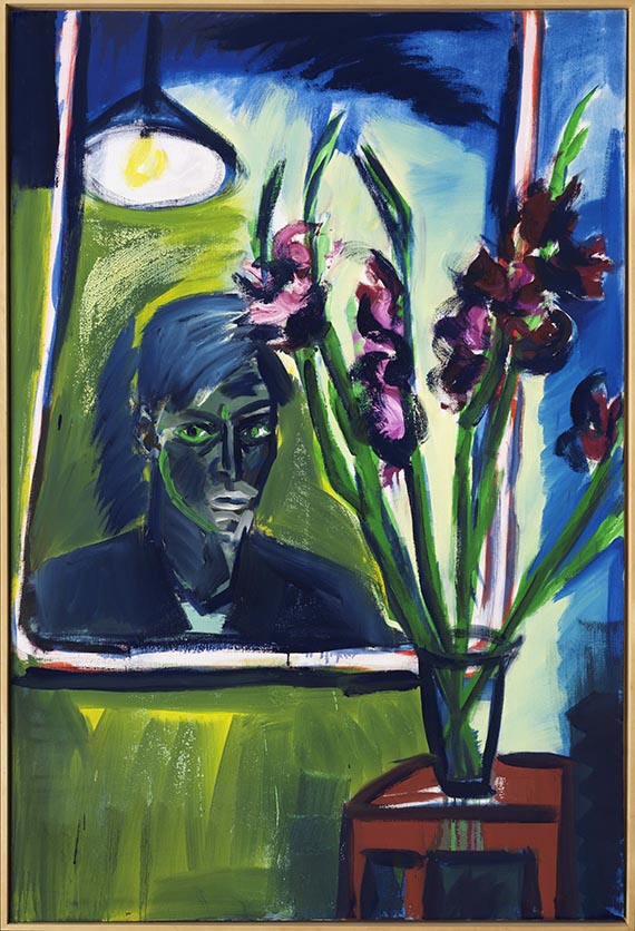 Rainer Fetting - Selbstportrait mit Blumen III - Image du cadre