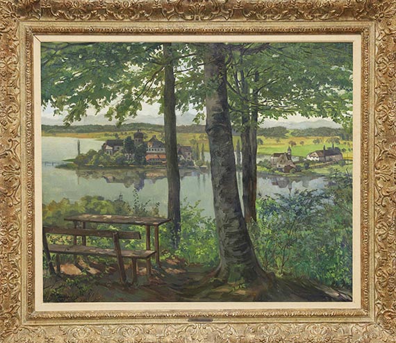 Wilhelm Trübner - Aussicht auf Kloster Seeon - Image du cadre