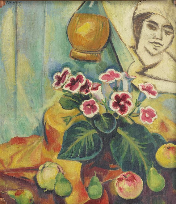 Hermann Max Pechstein - Zwei Badende Frauen / Stillleben mit Gloxinie, Früchten und Bildnis Lotte - Autre image