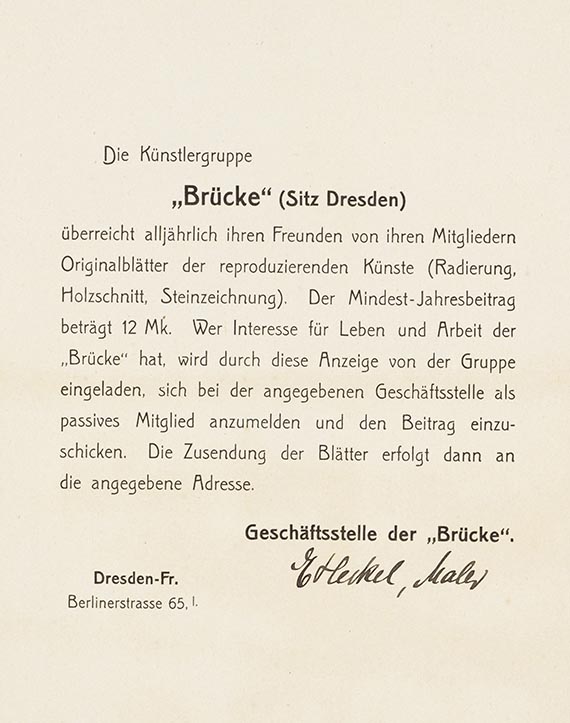 Erich Heckel - Mitgliederwerbung der Künstlergruppe "Brücke" (4 Bll.) - Autre image