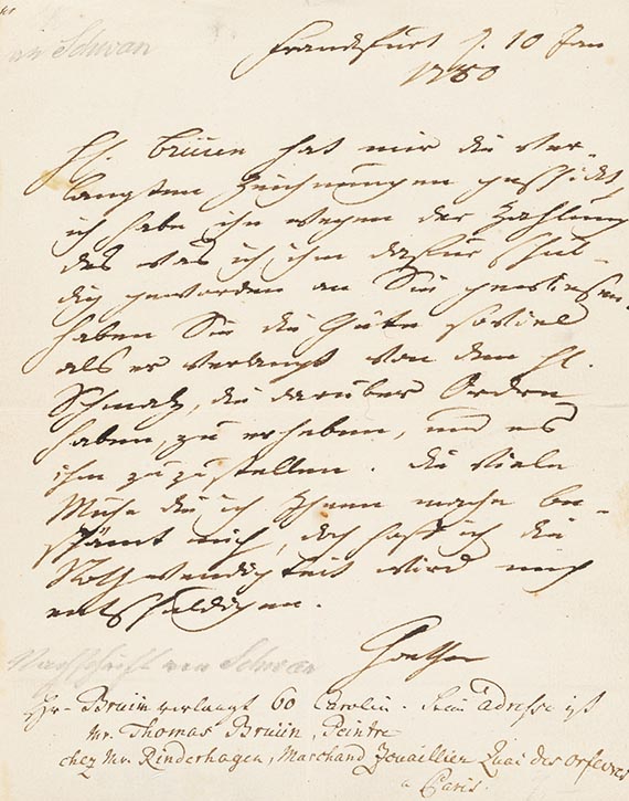 Johann Wolfgang von Goethe - G 2: Eigh. Brief an Chr. Fr. Schwan. 1 S.