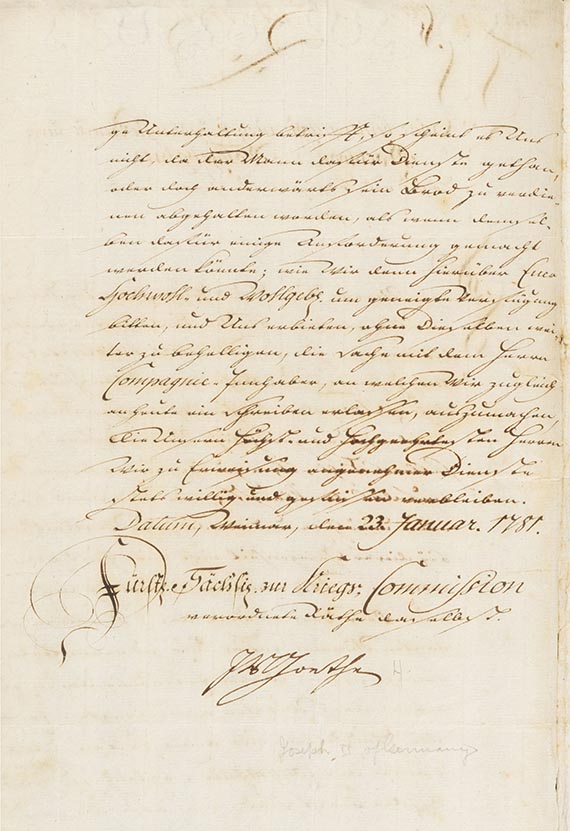 Johann Wolfgang von Goethe - G 3: Urkunde mit eigh. Unterschrift. 2 S.