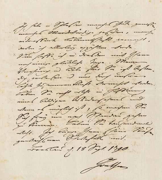 Johann Wolfgang von Goethe - G 6: Eigh. Brief aus Breslau an J. Fr. von Racknitz. 2 S.