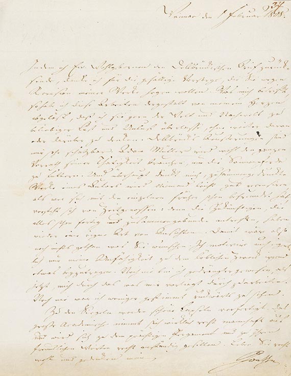 Johann Wolfgang von Goethe - G 22: Brief von Schreiberhand an H. C. A. Eichstädt. 1 S.