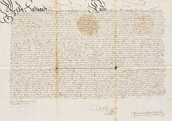  Ferdinand II. - Deutsche Urkunde auf Papier