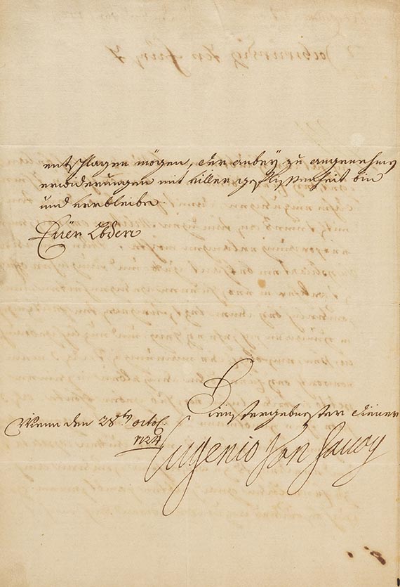 Eugen von Savoyen - Brief, 2 S.