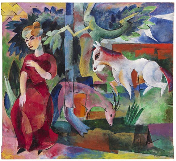 Heinrich Campendonk - Im Garten - Frau, Pferd, Ziege (Gartenbild I)