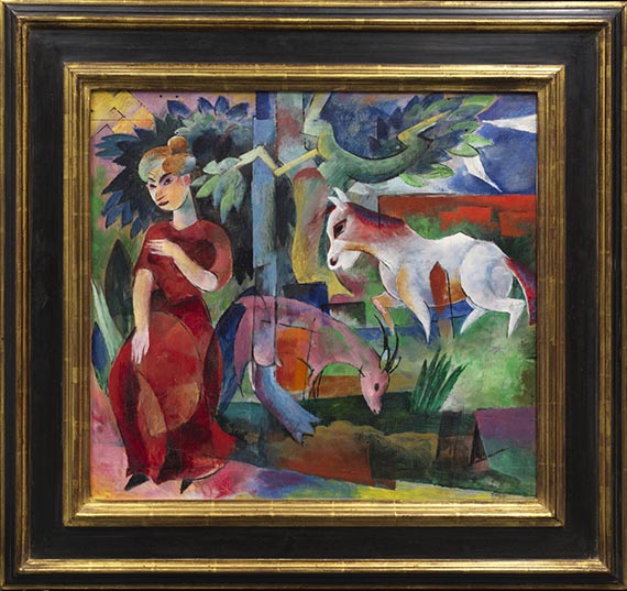 Heinrich Campendonk - Im Garten - Frau, Pferd, Ziege (Gartenbild I) - Image du cadre