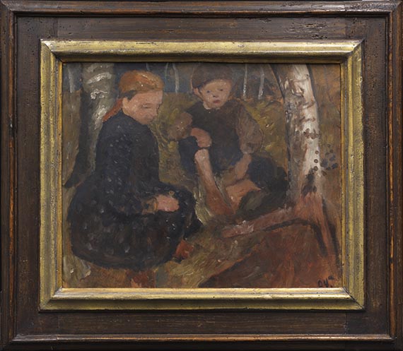 Paula Modersohn-Becker - Zwei sitzende Kinder im Wald - Image du cadre