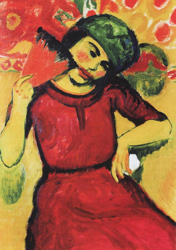 Illustration for: Max Pechstein, Young Woman with red fan, 1910, oil on canvas, Neue Galerie, New York.