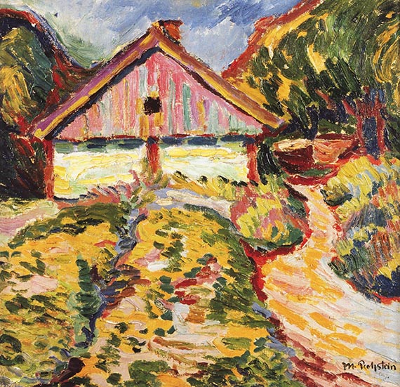 Illustration  for: Max Pechstein, Haus auf der Kurischen Nehrung, 1909, oil on canvas, Museo Thyssen-Bornemisza, Madrid. © Pechstein 2025 Hamburg/ Berlin / VG Bild-Kunst, Bonn 2025